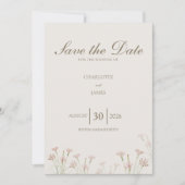 Elegant Minimalist Blush Pink Wildflower Wedding  セーブザデート (正面)