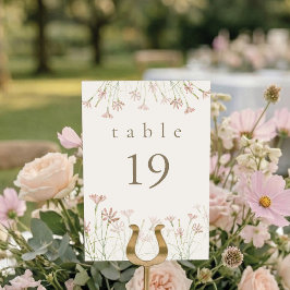 Elegant Minimalist Blush Pink Wildflower Wedding テーブルナンバー