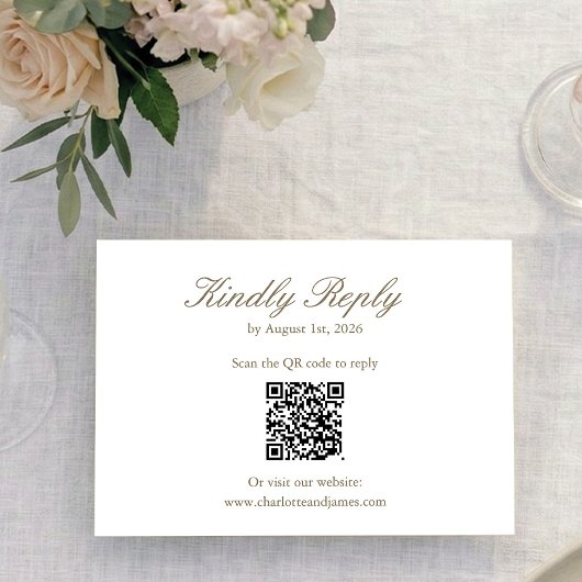 Elegant Minimalist Blush Pink Wildflower Wedding 出欠カード