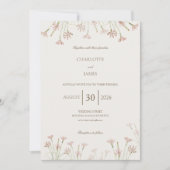 Elegant Minimalist Blush Pink Wildflower Wedding 招待状 (正面)