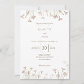 Elegant Minimalist Blush Pink Wildflower Wedding 招待状 (正面)