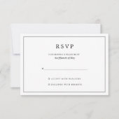 Elegant Minimalist Border Black and White Wedding 出欠カード (正面)