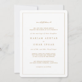 Elegant Minimalist Border Gold Islamic Wedding 招待状