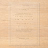 Elegant Minimalist Border Gold Muslim Wedding アクリル招待状 (正面)