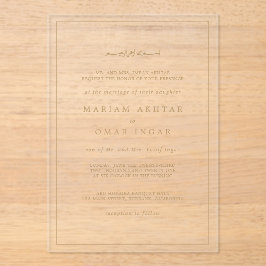 Elegant Minimalist Border Gold Muslim Wedding アクリル招待状