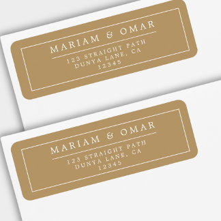 Elegant Minimalist Border Gold Return Address ラベル