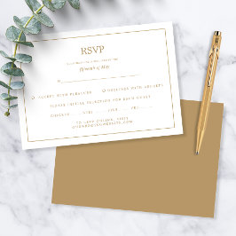 Elegant Minimalist Border Gold Wedding 出欠カード