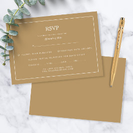 Elegant Minimalist Border Gold Wedding 出欠カード