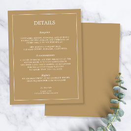 Elegant Minimalist Border Gold Wedding Details エンクロージャーカード