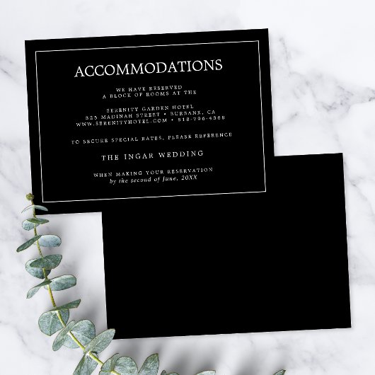 Elegant Minimalist Border Wedding Accommodations エンクロージャーカード
