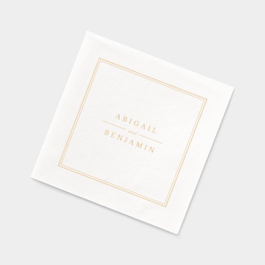 Elegant minimalist borders couples name Wedding 箔ナプキン (左)