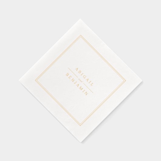 Elegant minimalist borders couples name Wedding 箔ナプキン (右)