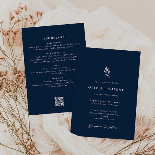 Elegant Minimalist Botanical All-In-One Wedding 招待状