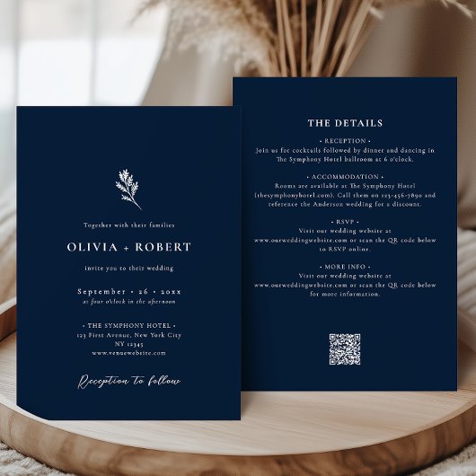 Elegant Minimalist Botanical All-In-One Wedding 招待状