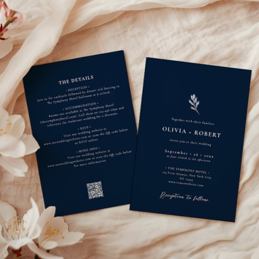 Elegant Minimalist Botanical All-In-One Wedding 招待状