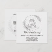 Elegant Minimalist Botanical Arch Wedding 招待状 (正面/裏面)