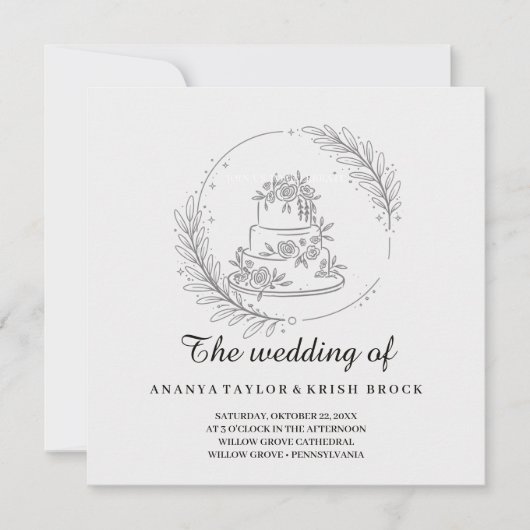 Elegant Minimalist Botanical Arch Wedding 招待状 (正面)