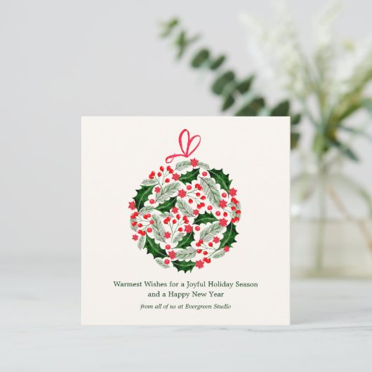 Elegant Minimalist Botanical Christmas Corporate  シーズンカード (スタンド正面)