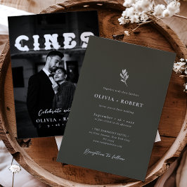 Elegant Minimalist Botanical Photo Wedding 招待状