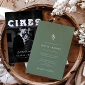 Elegant Minimalist Botanical Photo Wedding 招待状