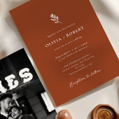 Elegant Minimalist Botanical Photo Wedding 招待状