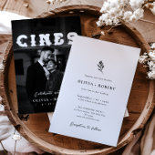 Elegant Minimalist Botanical Photo Wedding 招待状