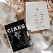 Elegant Minimalist Botanical Photo Wedding 招待状