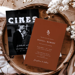 Elegant Minimalist Botanical Photo Wedding 招待状