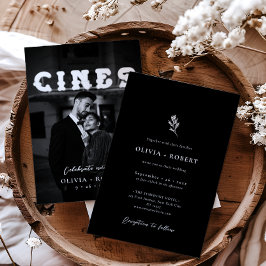Elegant Minimalist Botanical Photo Wedding 招待状