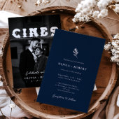 Elegant Minimalist Botanical Photo Wedding 招待状