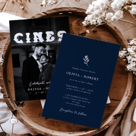 Elegant Minimalist Botanical Photo Wedding 招待状