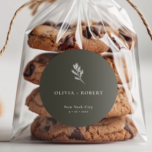 Elegant Minimalist Botanical Wedding ラウンドシール