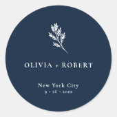 Elegant Minimalist Botanical Wedding ラウンドシール (正面)