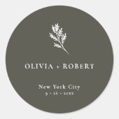 Elegant Minimalist Botanical Wedding ラウンドシール (正面)