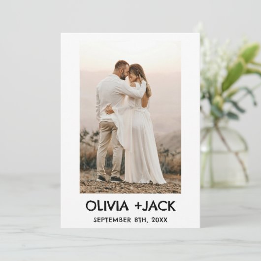 Elegant Minimalist Bow Hand Drawing Photo Wedding 招待状 (スタンド正面)