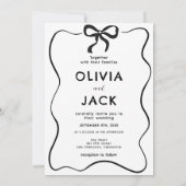 Elegant Minimalist Bow Hand Drawing Photo Wedding 招待状 (裏面)