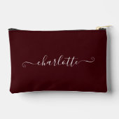 Elegant Minimalist Bridesmaid Name | Deep Burgundy アクセサリーポーチ (裏面)