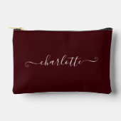 Elegant Minimalist Bridesmaid Name | Deep Burgundy アクセサリーポーチ (正面)