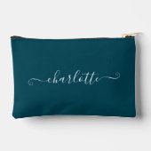 Elegant Minimalist Bridesmaid Name | Deep Teal アクセサリーポーチ (裏面)