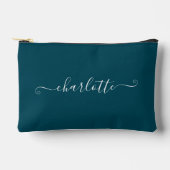 Elegant Minimalist Bridesmaid Name | Deep Teal アクセサリーポーチ (正面)