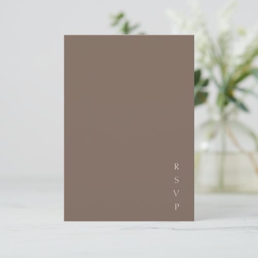 Elegant Minimalist Brown Ivory Script Wedding 出欠カード (スタンド正面)