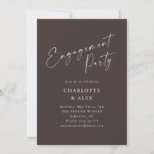 Elegant Minimalist Brown Script Engagement Party 招待状 (正面)