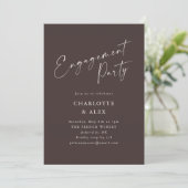 Elegant Minimalist Brown Script Engagement Party 招待状 (スタンド正面)
