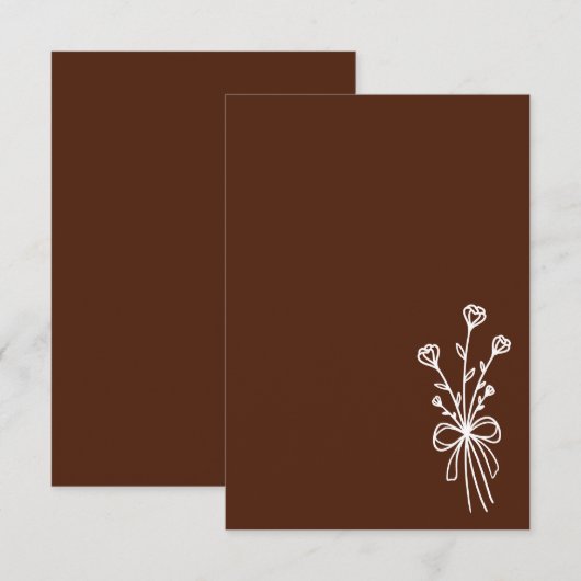 Elegant Minimalist Brown Wedding 招待状 (正面/裏面)