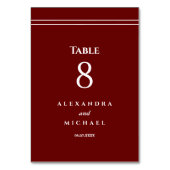 Elegant Minimalist Burgundy Wedding  テーブルナンバー (正面)