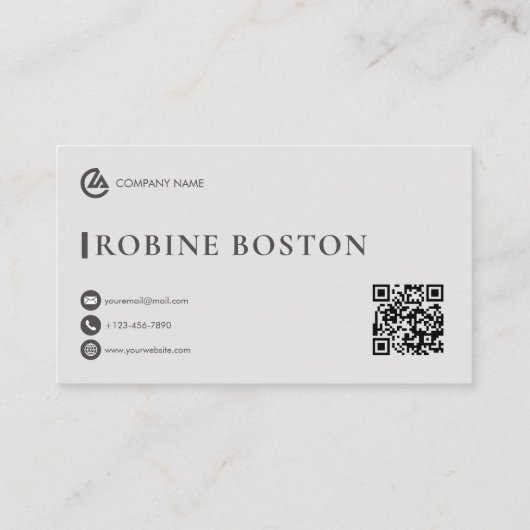 Elegant Minimalist Business Card with QR Code 名刺 (裏面)