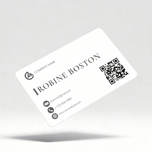 Elegant Minimalist Business Card with QR Code 名刺