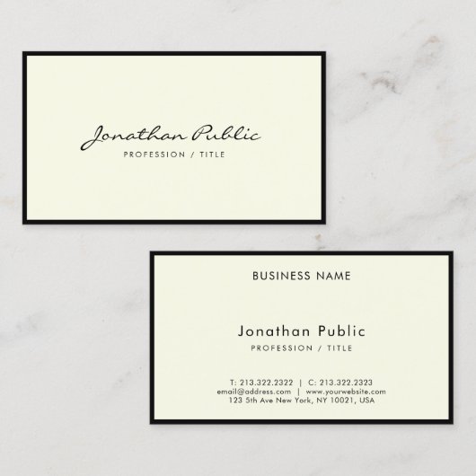 Elegant Minimalist Calligraphy Script Luxury 名刺 (正面/裏面)