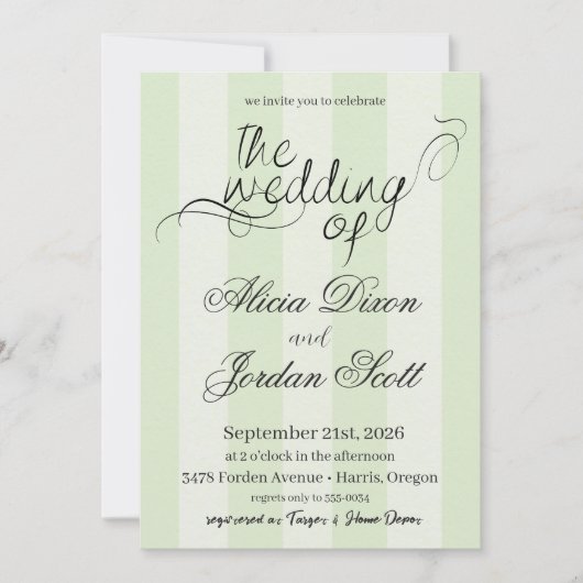 Elegant Minimalist Calligraphy Wedding Invitation 招待状 (正面)