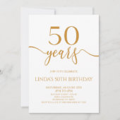 Elegant Minimalist Champagne 50th Birthday Party 招待状 (正面)